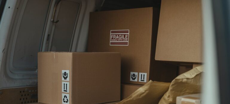 Parcels Inside a Delivery Van